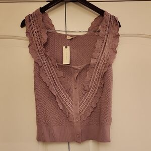 Anthropologie Purple Lace Trim Tank Top